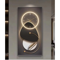 Decoration Home Wall Painting Grey Color With Clock Led